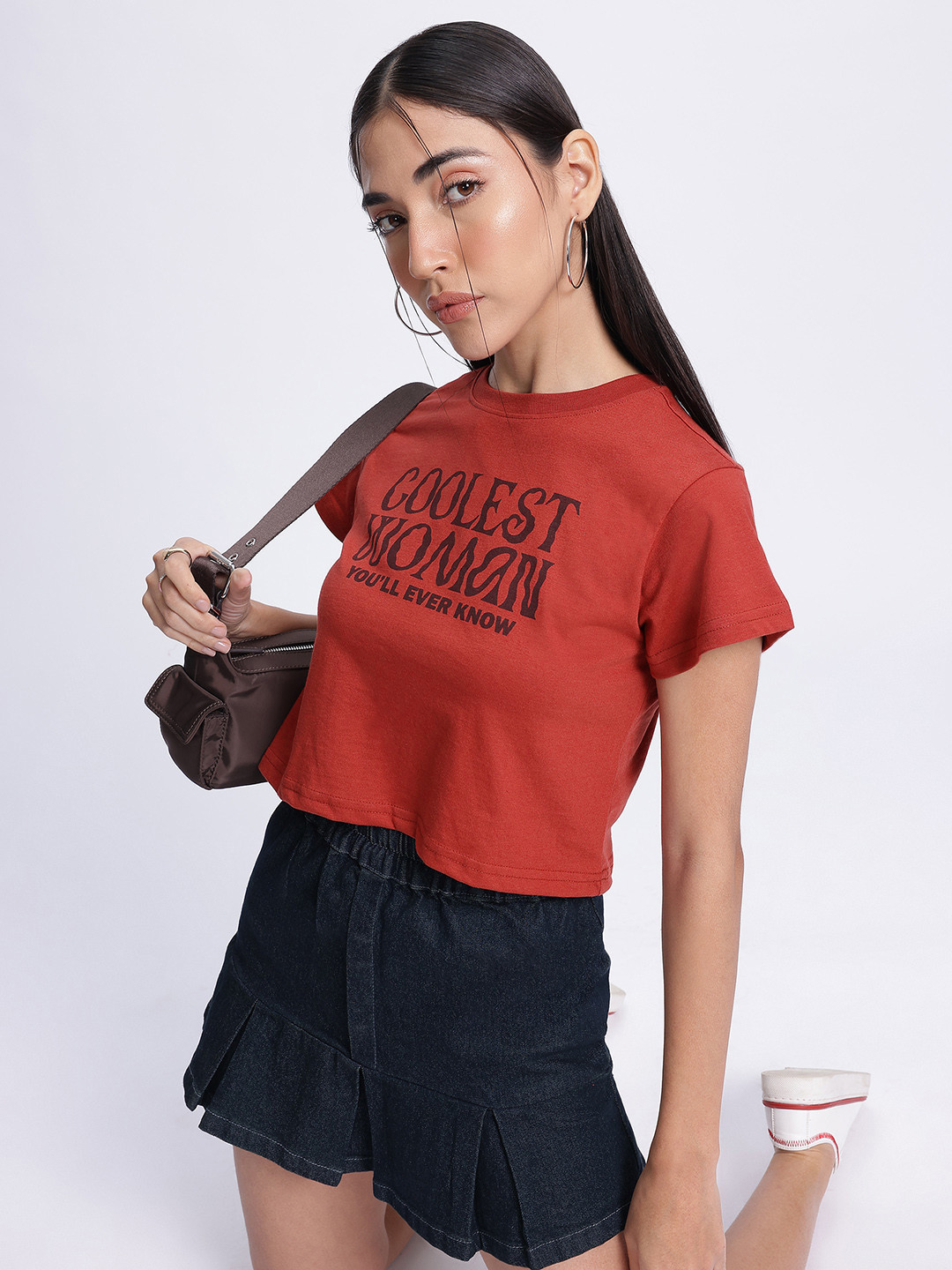 

glitchez Terracotta Chill Typography Printed T-shirt, Rust
