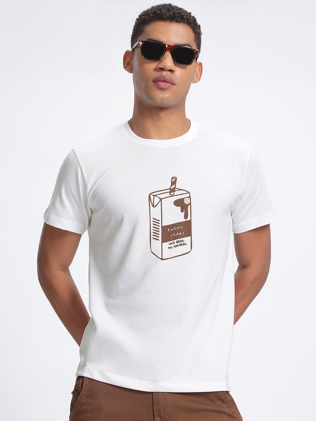 

glitchez Talkative Patterns Printed Regular Fit T-shirt, White