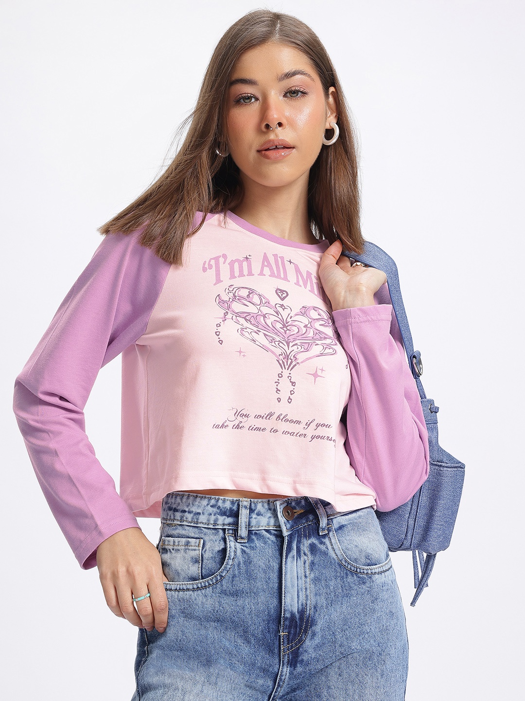 

glitchez Typography Charm T-shirt, Lavender