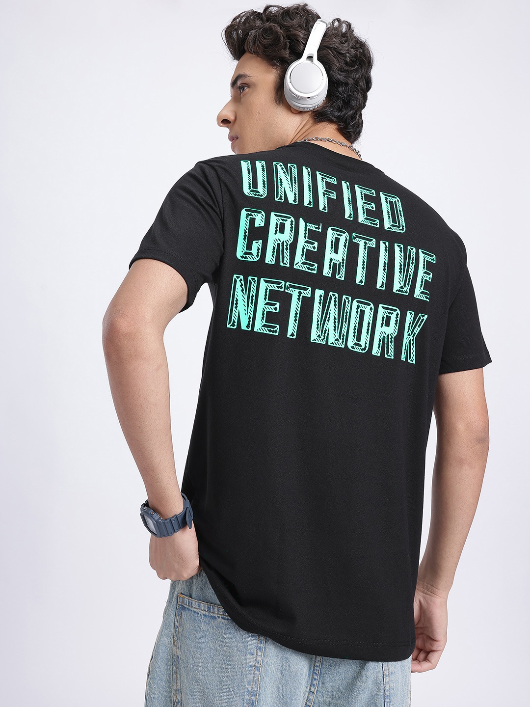 

glitchez Kool Text Print Regular Fit T-shirt, Black