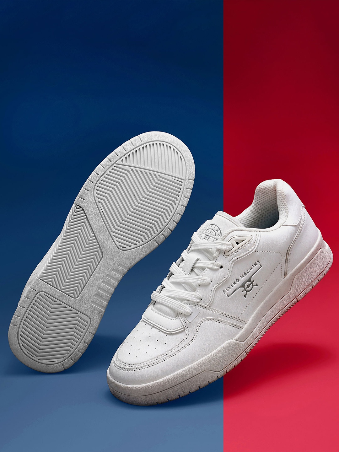 

Flying Machine Men Round Toe Lace Ups Sneakers, White
