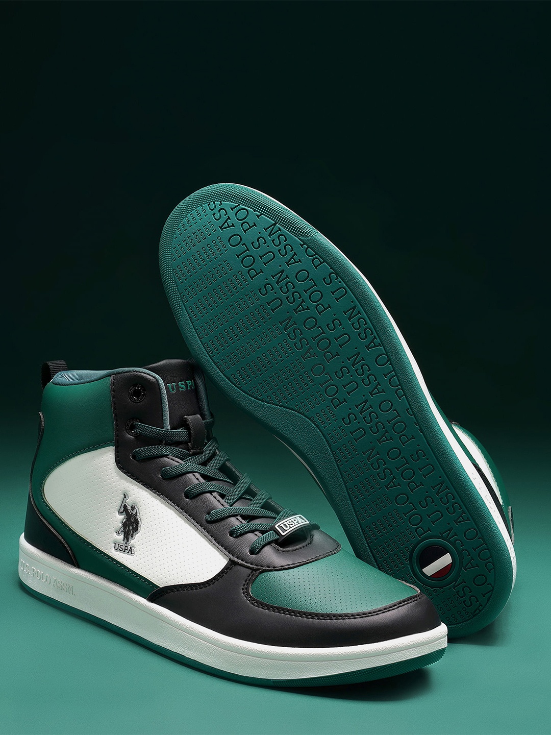 

U.S. Polo Assn. Men Colourblocked Contrast Sole Sneakers, Black