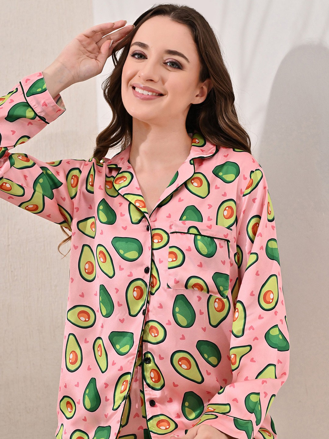 

aaivan Women Graphic Printed Night suit, Peach