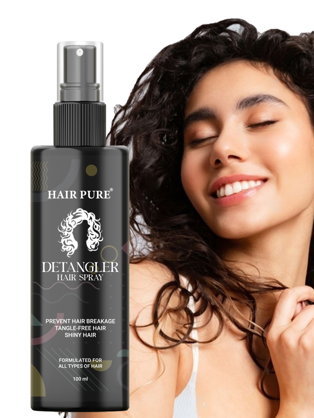 

Hair Pure Detangler Hair Spray - 100 ml, Black