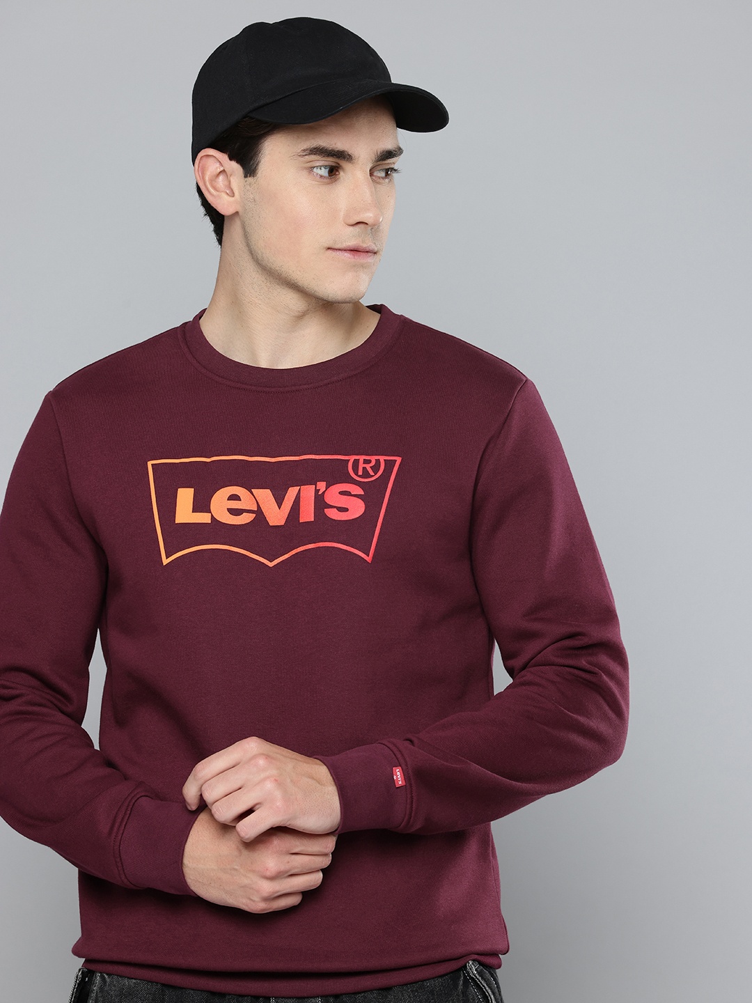 

Levis Relaxed Fit Brand Logo Printed Sweatshirt, Burgundy