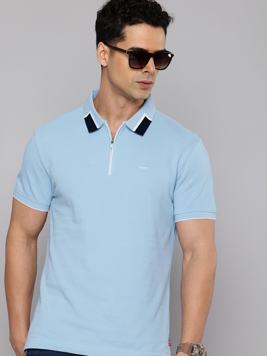 

Levis Polo Collar Slim Fit Pure Cotton T-shirt, Blue