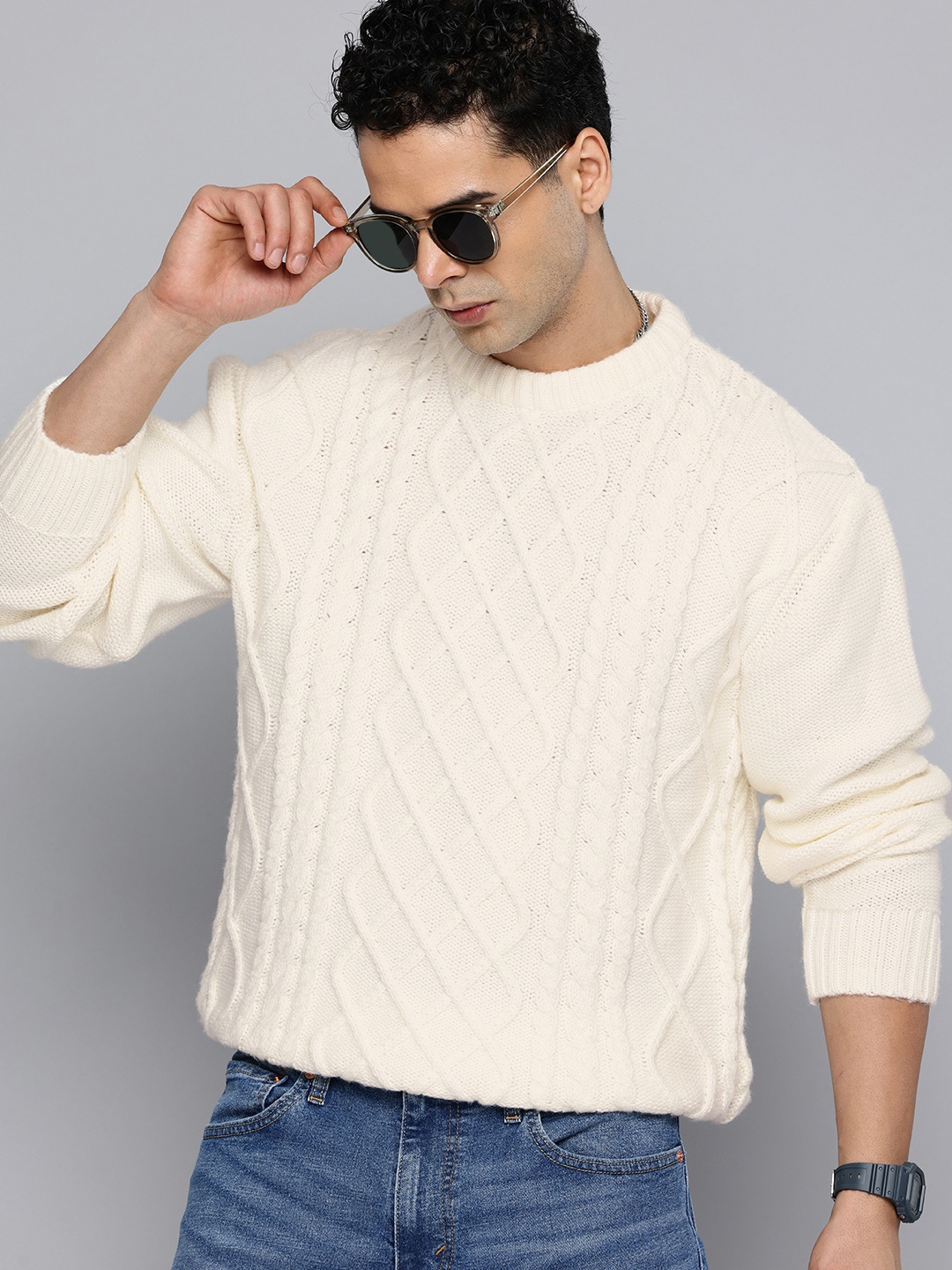 

Levis Cable Knit Pullover Sweaters, White
