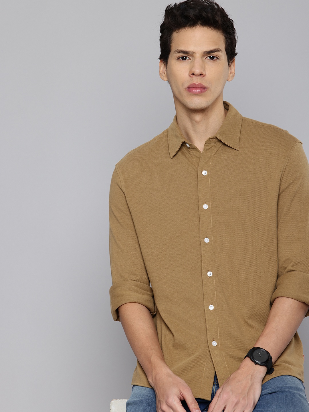 

Levis Slim Fit Pure Cotton Casual Shirt, Brown