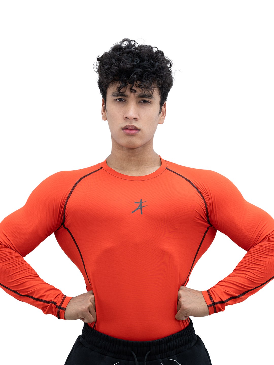 

Athflex Mens Full Sleeve Textured Compression T-Shirt, Orange