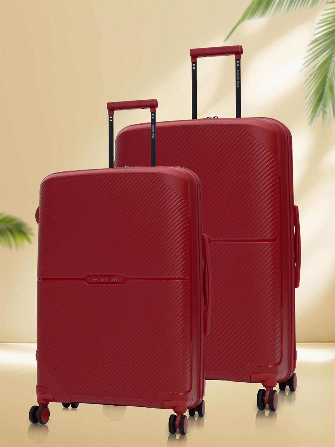 

Nasher Miles Hawaii Polypropylene TSA Lock Set of 2 M/L Maroon Trolley Bags (65-75 cm)