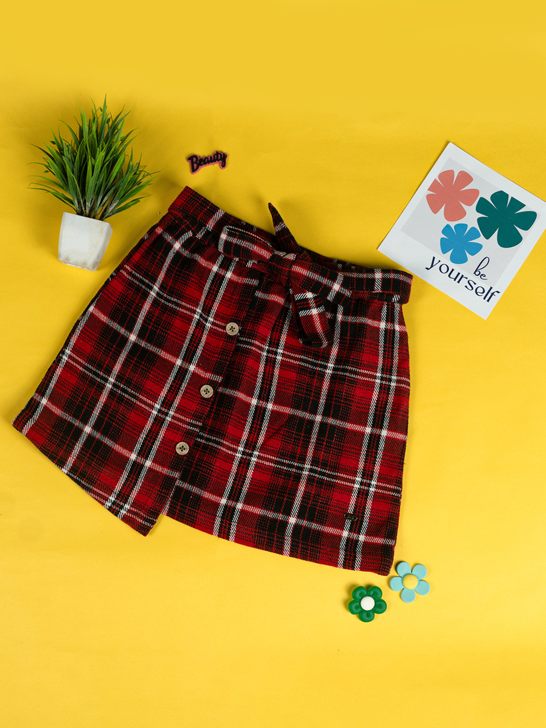 

Purple United Kids Girls Checked A-Line Mini Skirt, Red