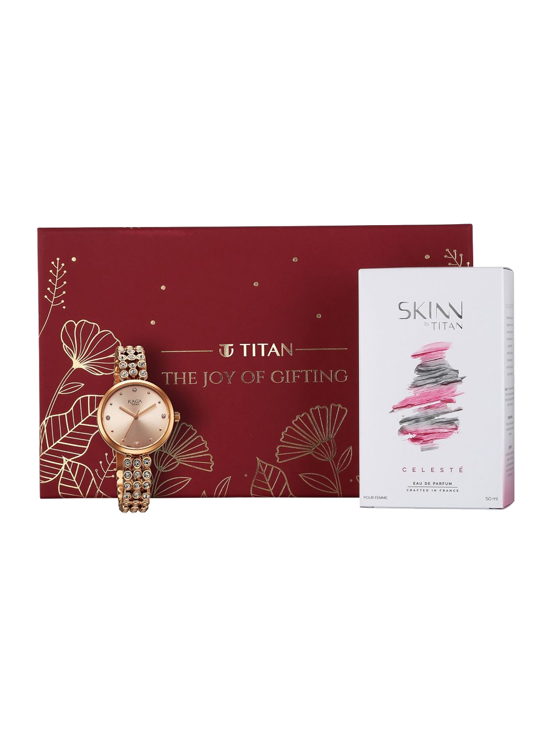 

Titan Women Raga Watch With Celeste EDP Set - 100ml, Rose gold