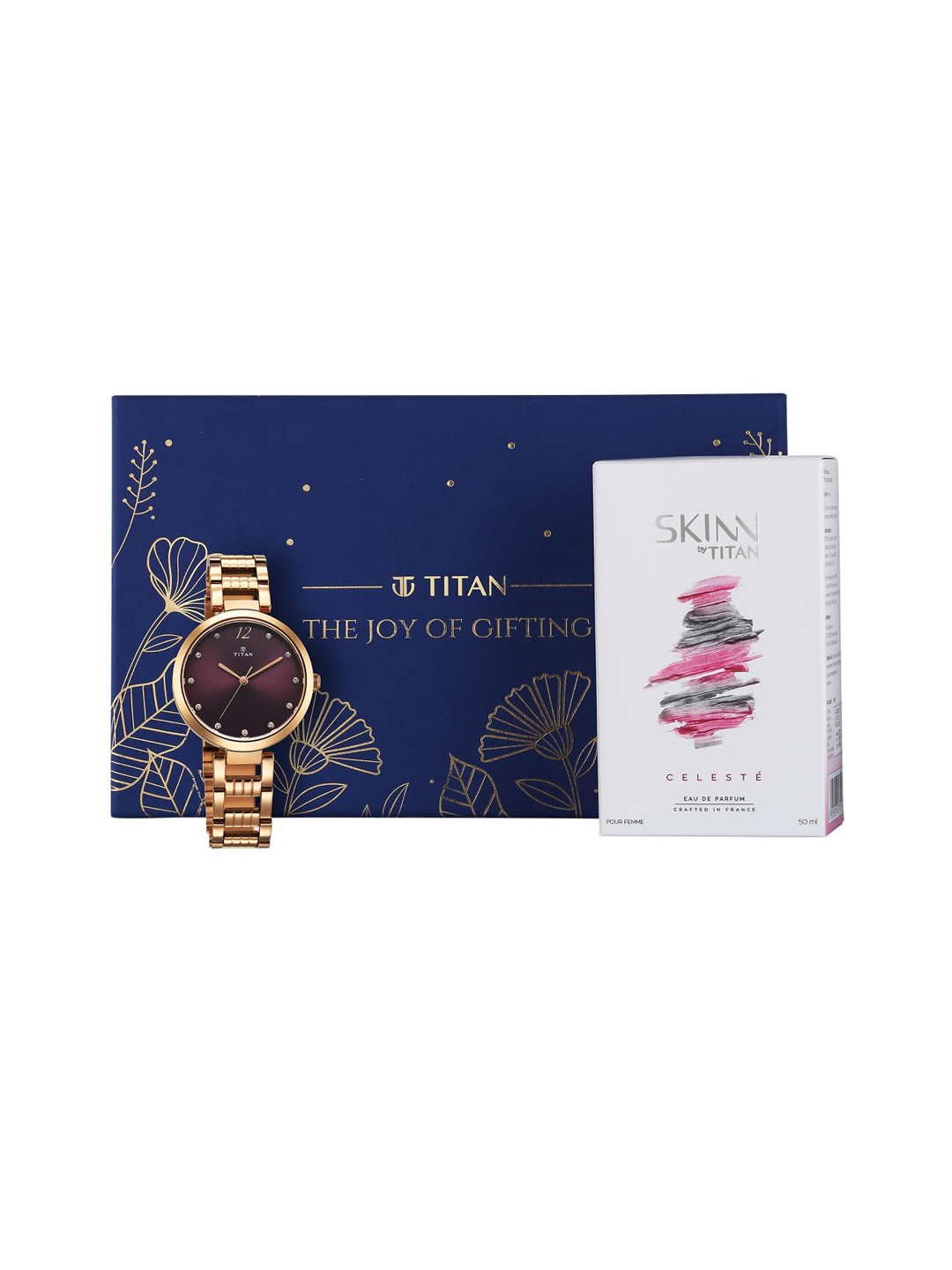 

Titan Women Sparkle Analog Watch With Celeste EDP Set - 100ml, Rose gold