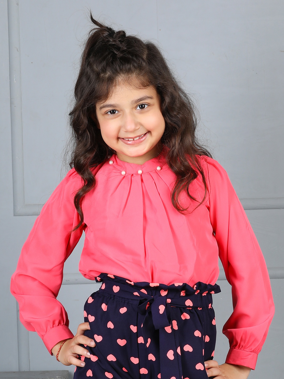 

Cutiekins Girls Solid Embellished Casual Top, Coral