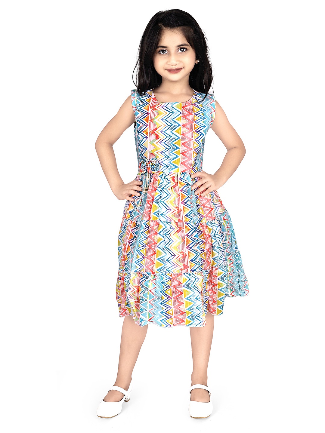 

Fabangel Girls Chevron Print Fit & Flare Cotton Dress, Blue