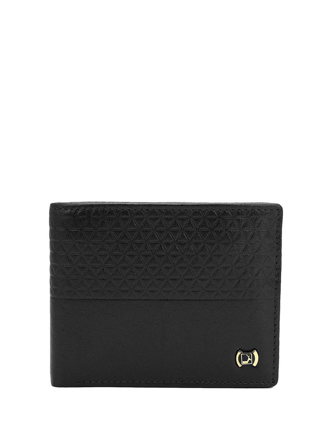 

Da Milano Men Textured Leather Two Fold Wallet, Black