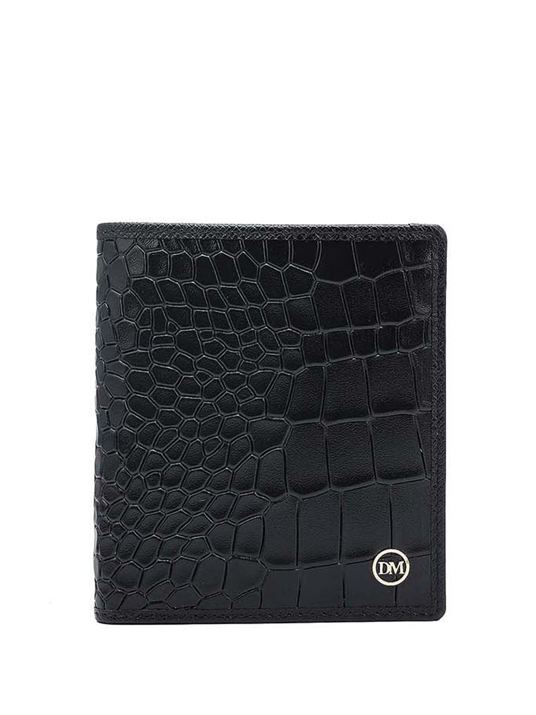 

Da Milano Men Textured Leather Two Fold Wallet, Black