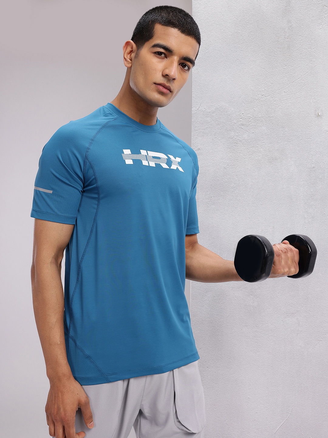 

HRX by Hrithik Roshan Brand Logo Printed Rapid-Dry Training T-shirt, Teal