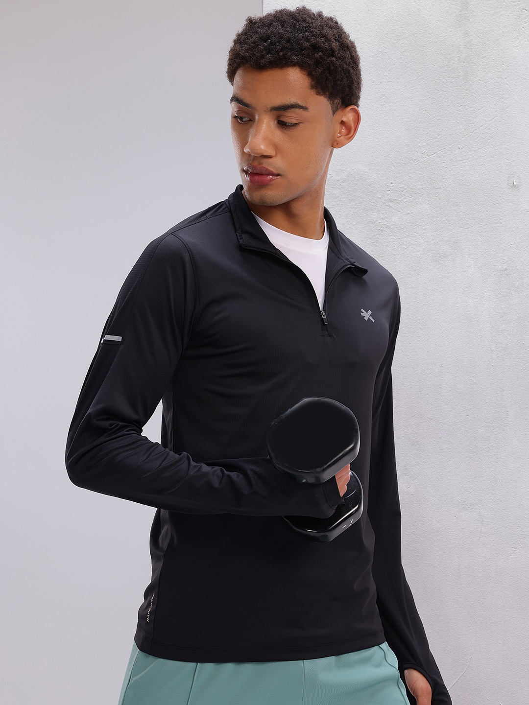 

HRX by Hrithik Roshan Mock Collar Training Rapid-Dry T-shirt, Black