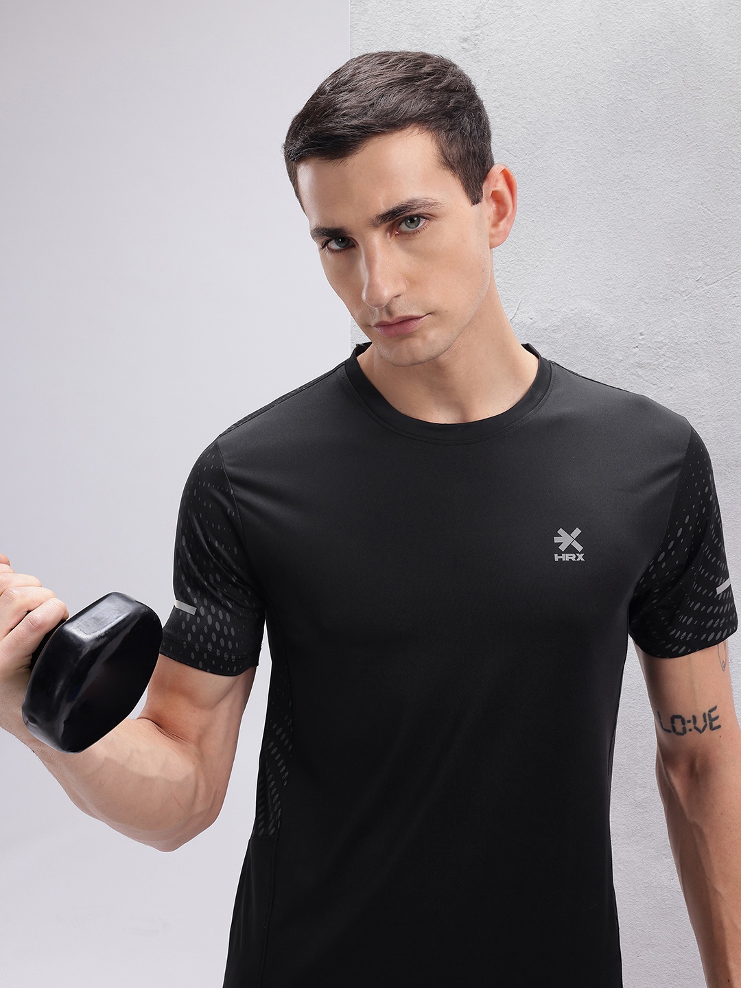 

HRX by Hrithik Roshan Men Printed Rapid-Dry Training T-shirt, Black