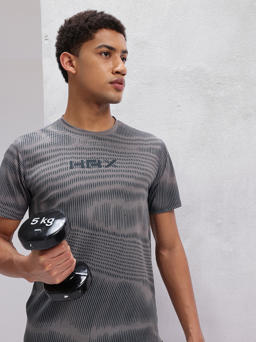 

HRX by Hrithik Roshan Rapid-Dry Brand Logo Print Training T-shirt, Grey