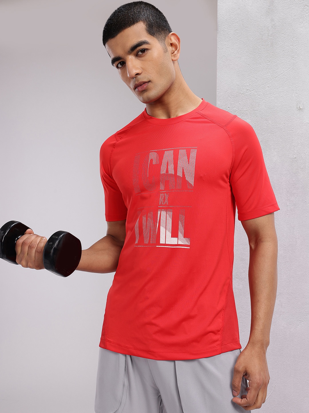 

HRX by Hrithik Roshan Typography Printed Rapid-Dry Training T-shirt, Red