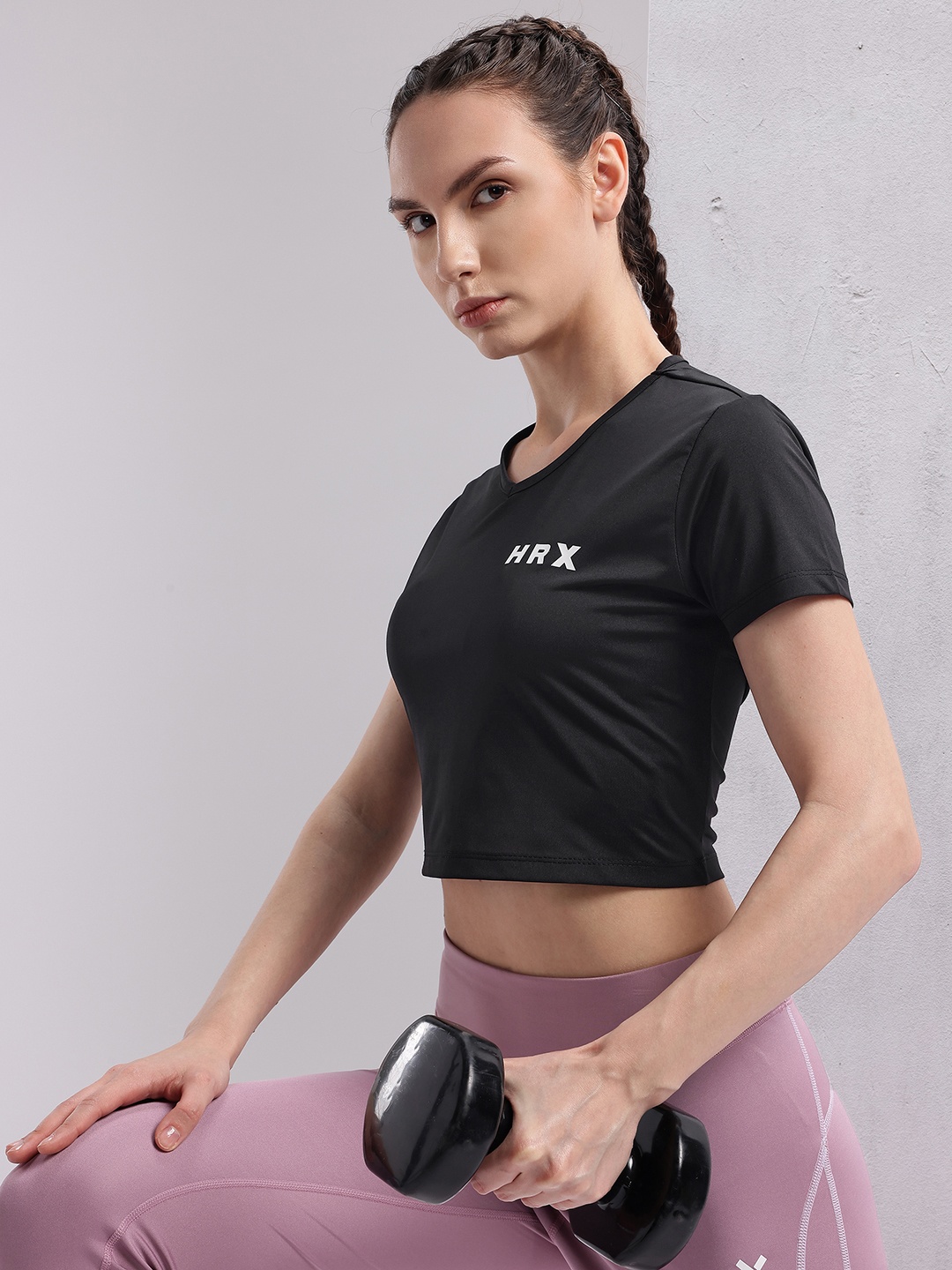 

HRX by Hrithik Roshan Women Rapid-Dry Training Crop T-shirt, Black
