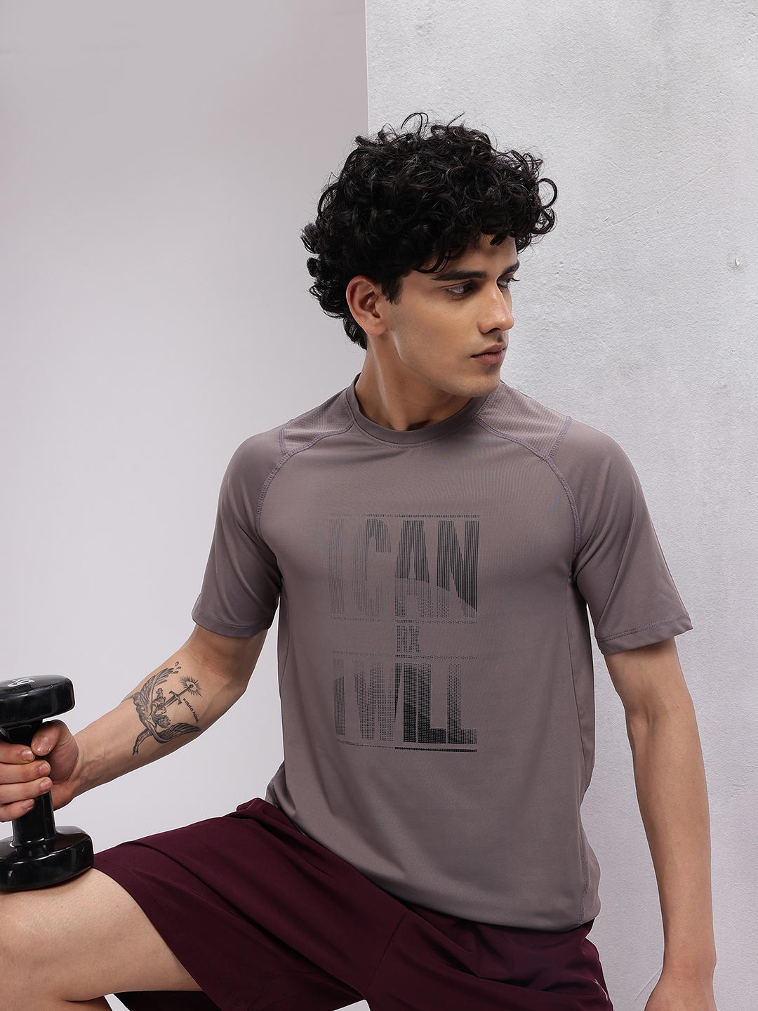 

HRX by Hrithik Roshan Typography Printed Rapid-Dry Training T-shirt, Charcoal
