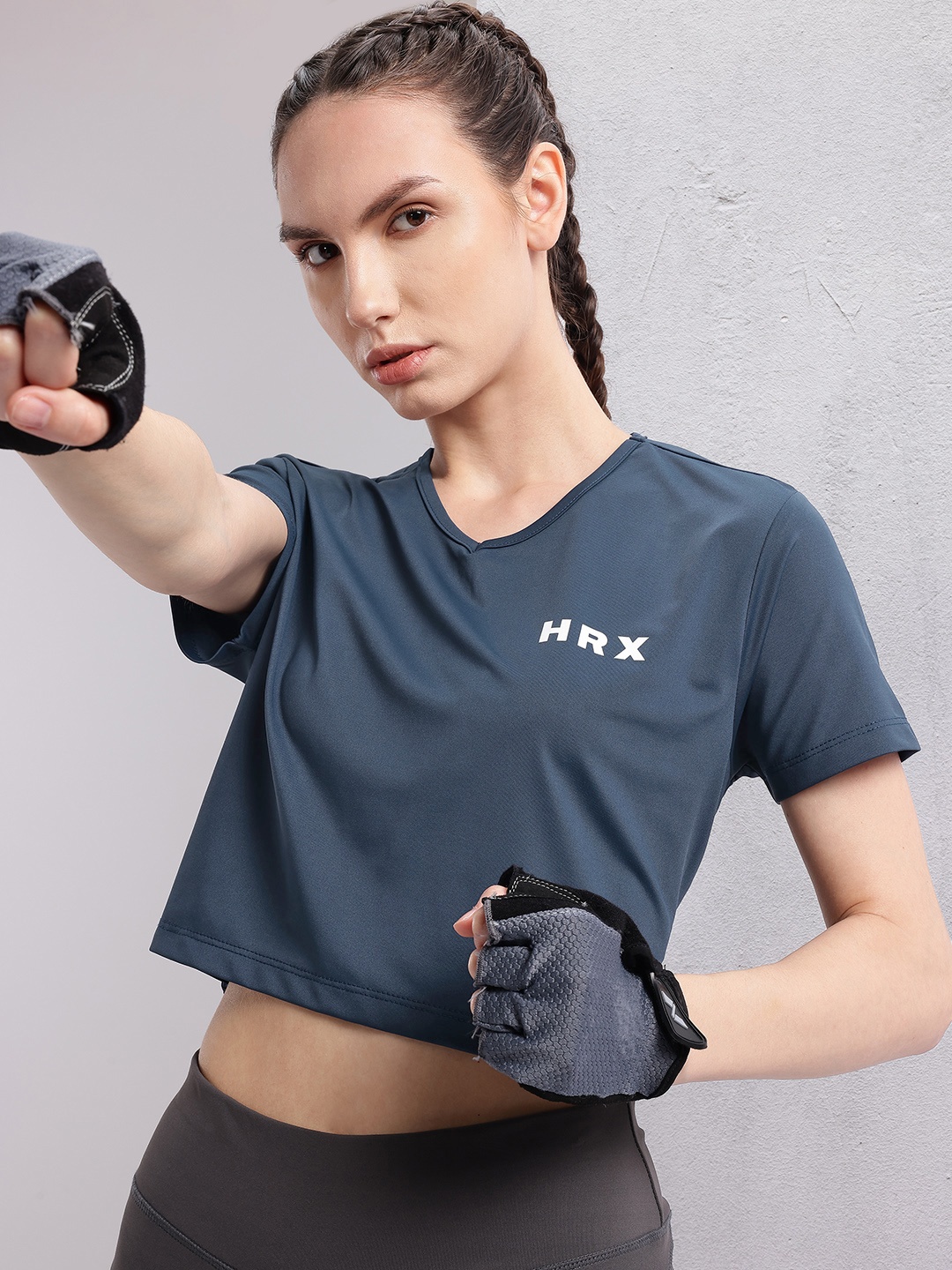 

HRX by Hrithik Roshan Women Rapid-Dry Training Crop T-shirt, Teal