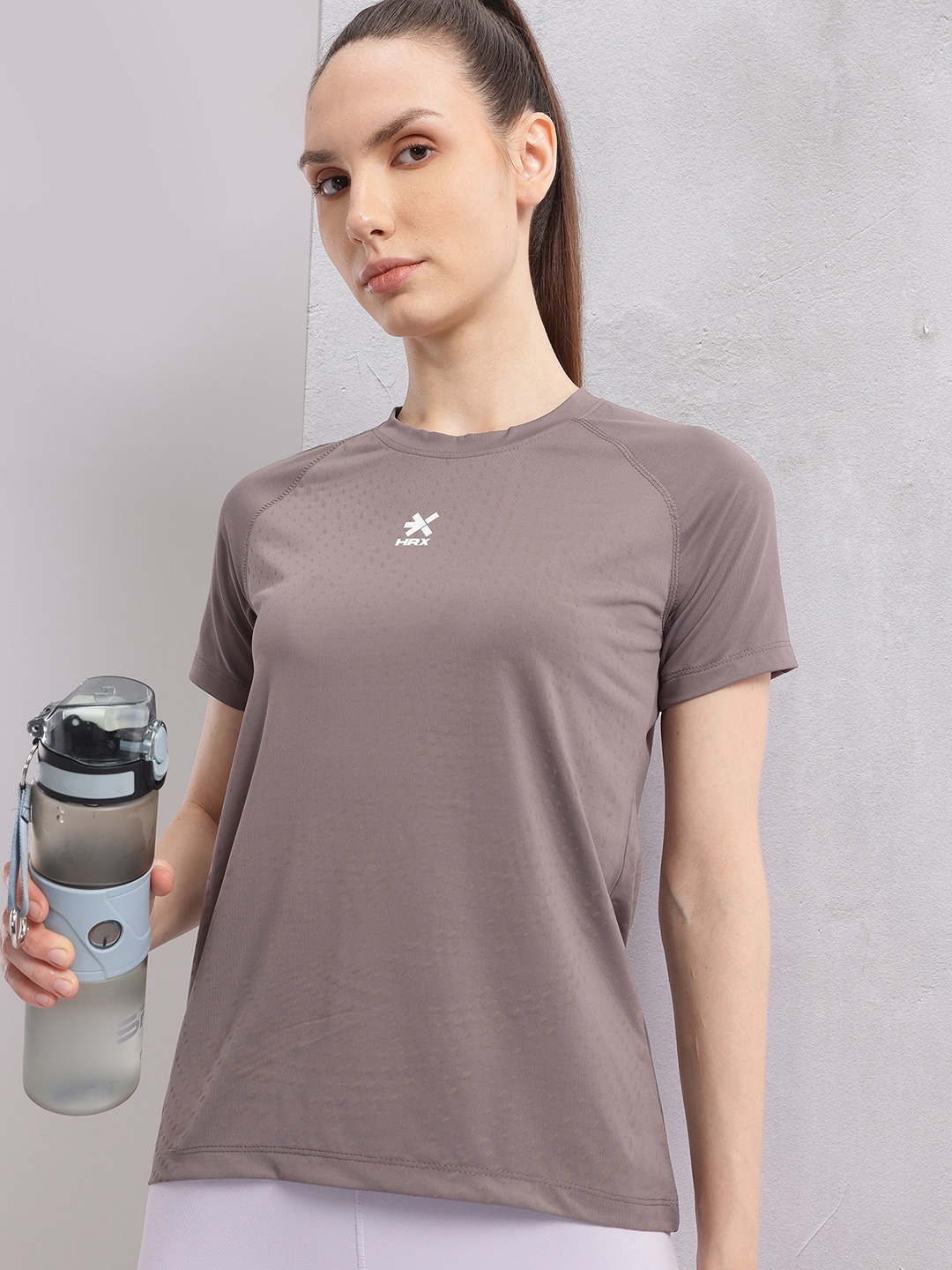 

HRX by Hrithik Roshan Rapid Dry Printed Training T-Shirts, Taupe