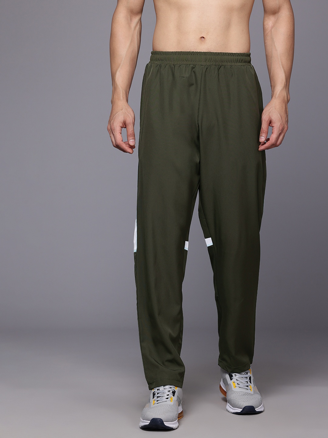 

HRX by Hrithik Roshan Men Colourblocked Rapid-Dry Running Track Pants, Olive