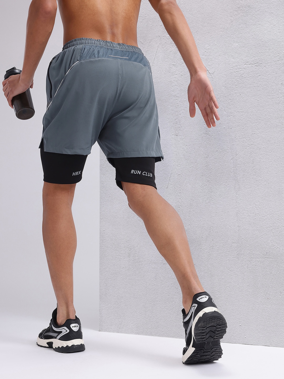 

HRX by Hrithik Roshan Men Reflective Detail Rapid-Dry Running Shorts, Grey