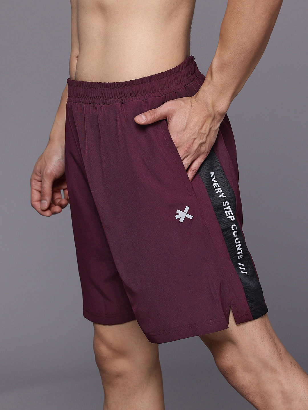 

HRX by Hrithik Roshan Men Printed Running Shorts, Burgundy