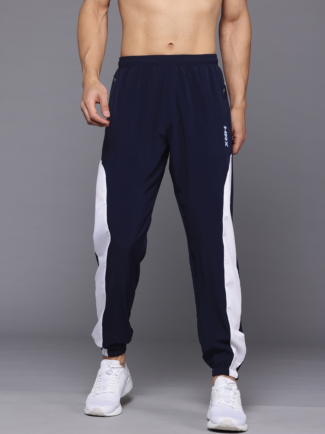 

HRX by Hrithik Roshan Men Rapid-Dry Running Track Pants with Toggle-Hem, Navy blue