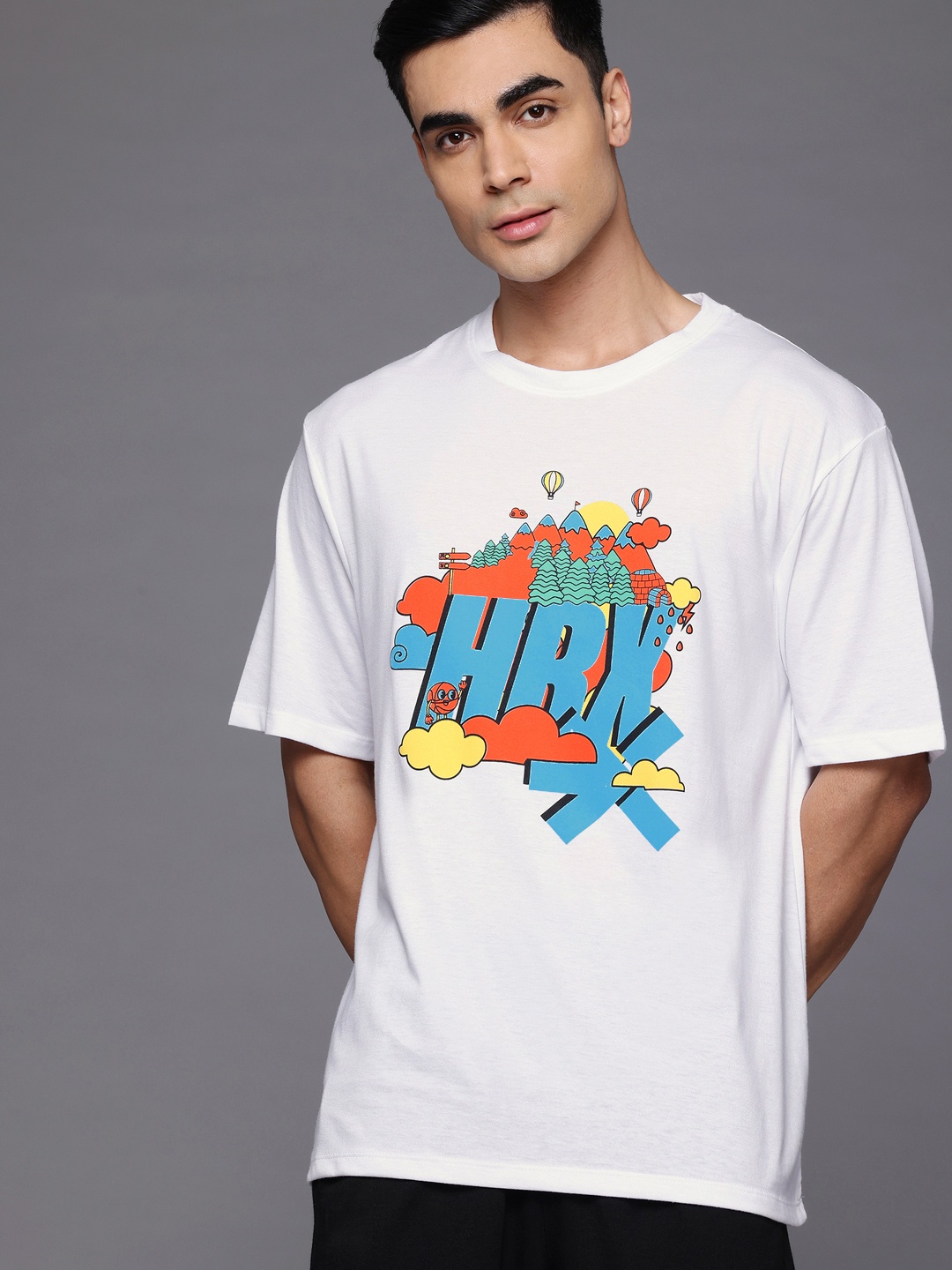 

HRX by Hrithik Roshan Men Brand Logo Printed T-shirt, White