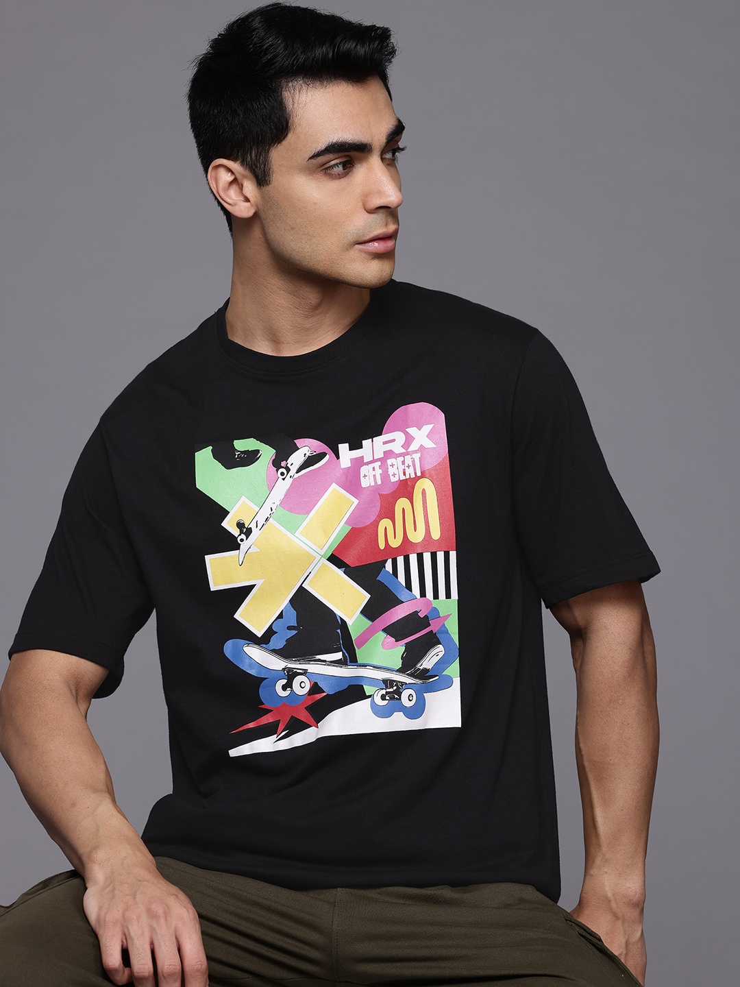 HRX by Hrithik Roshan Men Printed T-shirt, Black