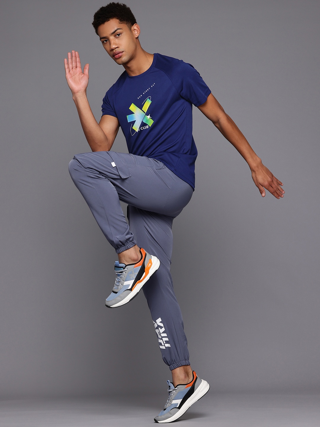 

HRX by Hrithik Roshan Brand Logo Printed Rapid-Dry Running T-shirt, Blue