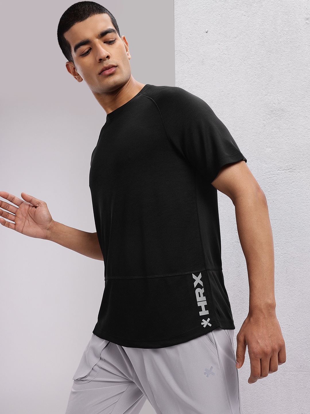 

HRX by Hrithik Roshan Rapid Dry Printed Running T-Shirt, Black