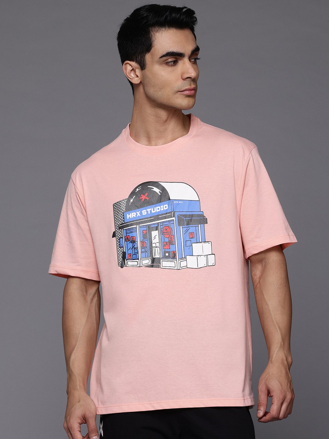 

HRX by Hrithik Roshan Men Printed T-shirt, Pink