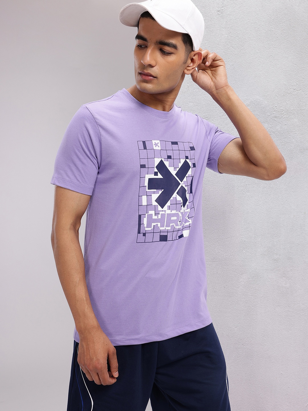 

HRX by Hrithik Roshan Brand Logo Print Lifestyle T-shirt, Lavender