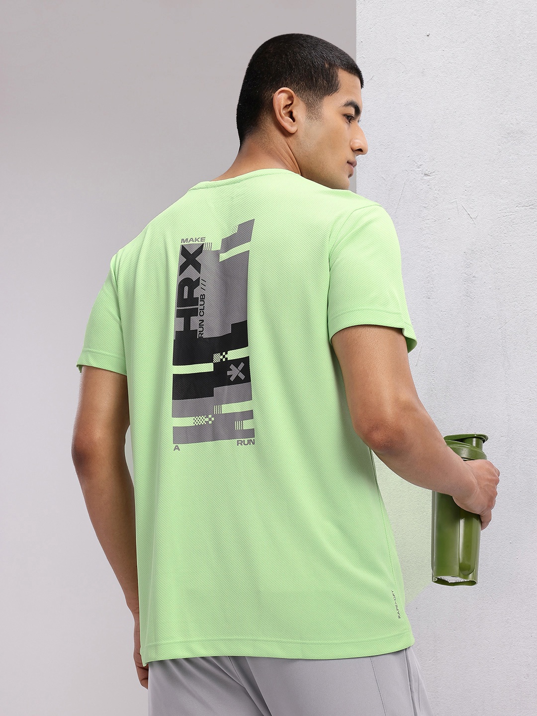 

HRX by Hrithik Roshan Rapid Dry Printed Running T-Shirt, Green