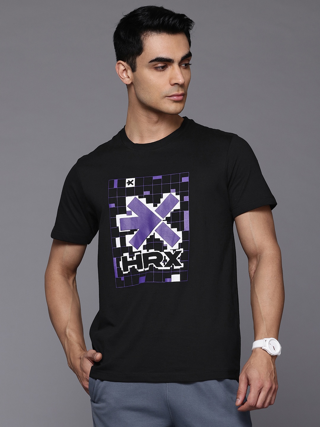 

HRX by Hrithik Roshan Men Brand Logo Printed T-shirt, Black