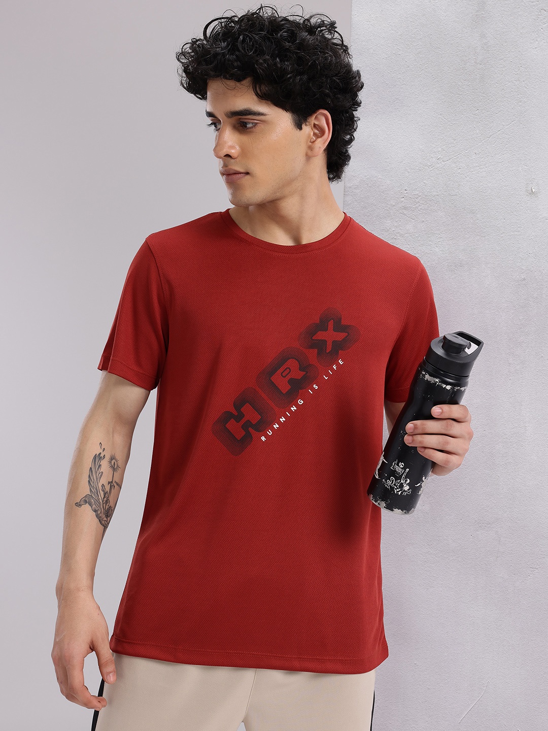 

HRX by Hrithik Roshan Printed Running T-shirt, Maroon