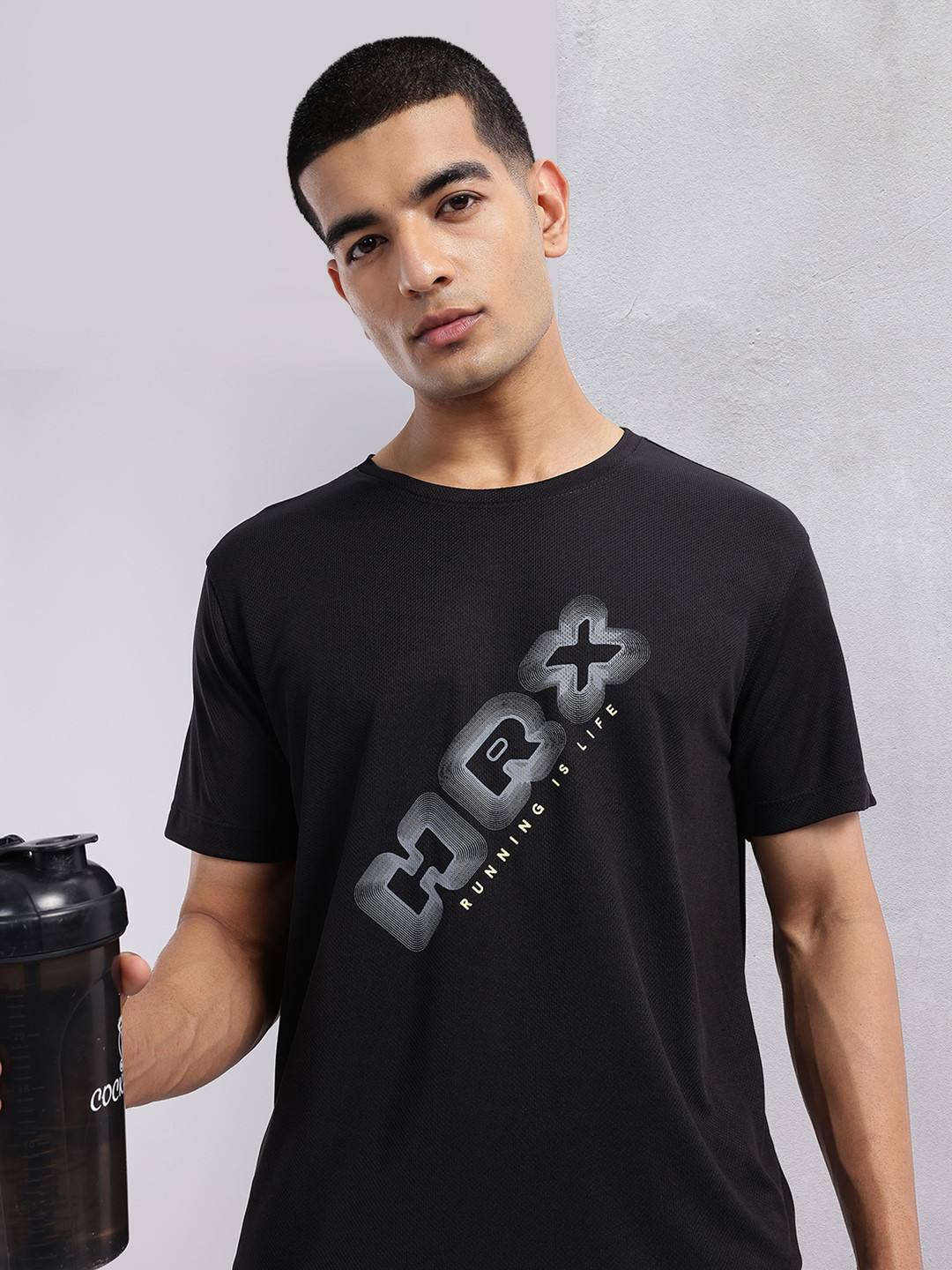 

HRX by Hrithik Roshan Rapid Dry Printed Running T-Shirt, Black