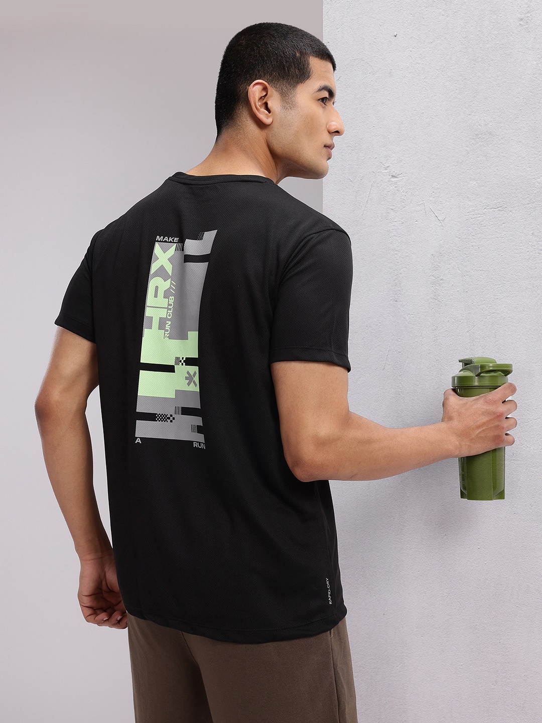 

HRX by Hrithik Roshan Rapid Dry Printed Running T-Shirt, Black