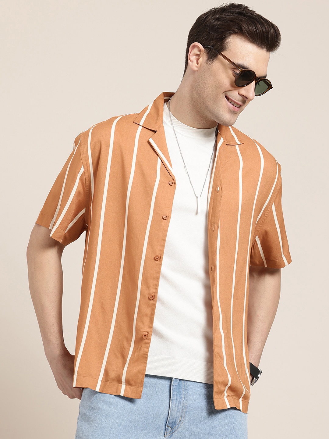 

HERE&NOW Striped Relaxed Shirt, Rust