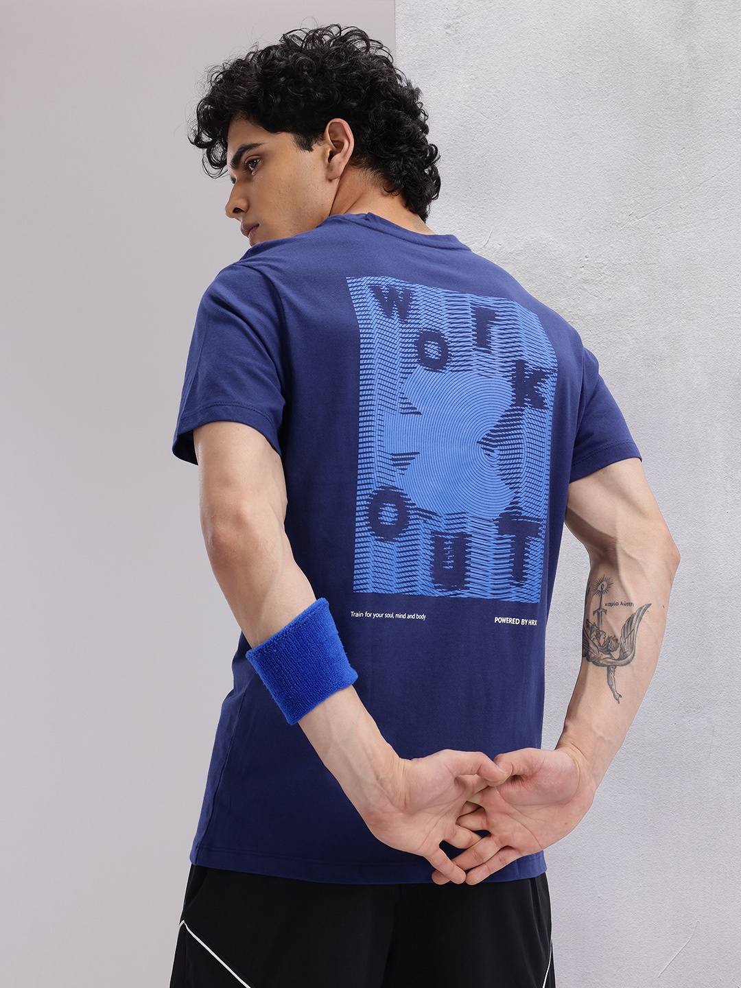 

HRX by Hrithik Roshan Graphic Print Training Longline T-shirt, Blue