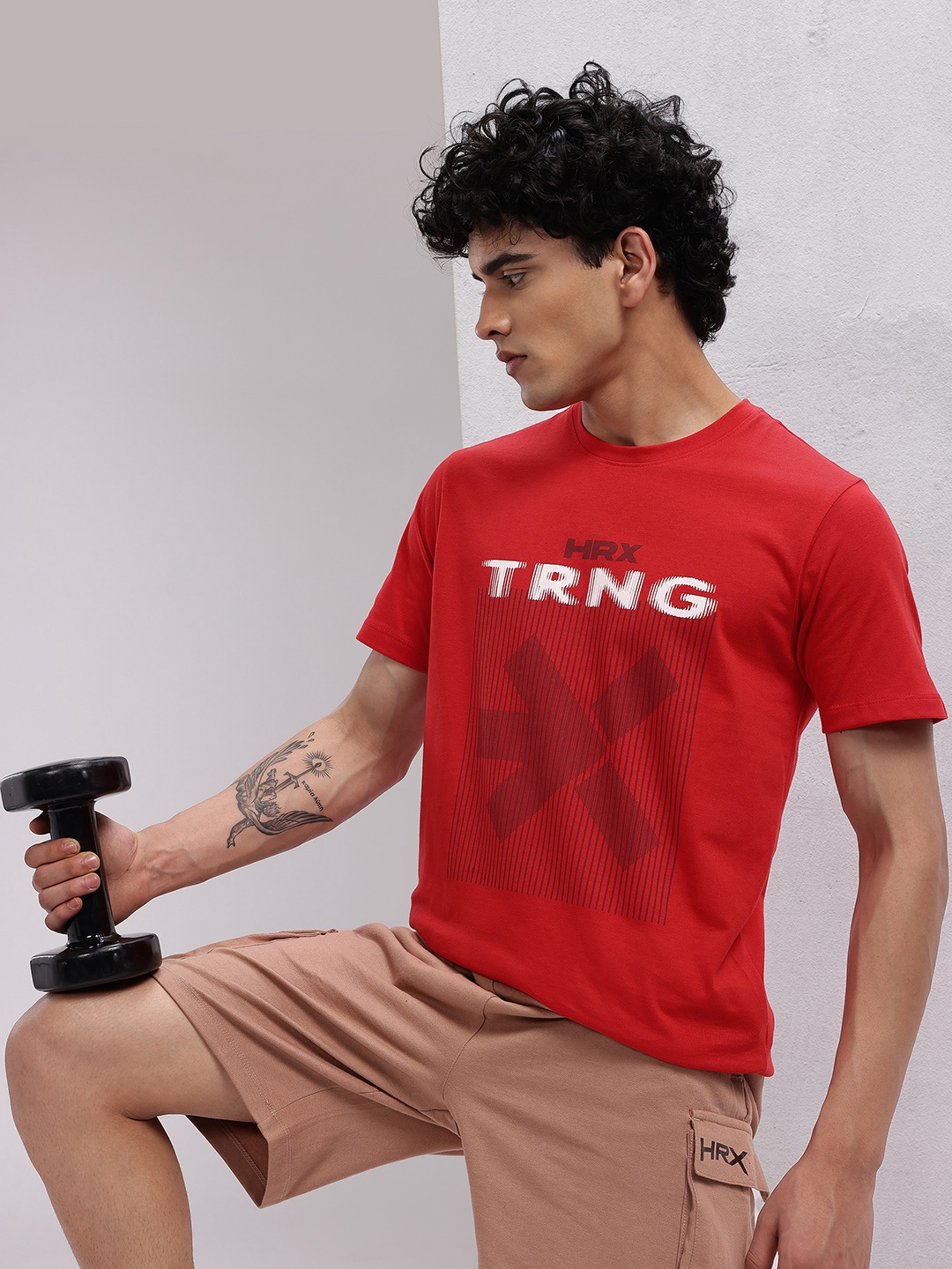 

HRX by Hrithik Roshan Men Brand Logo Printed Training T-shirt, Red