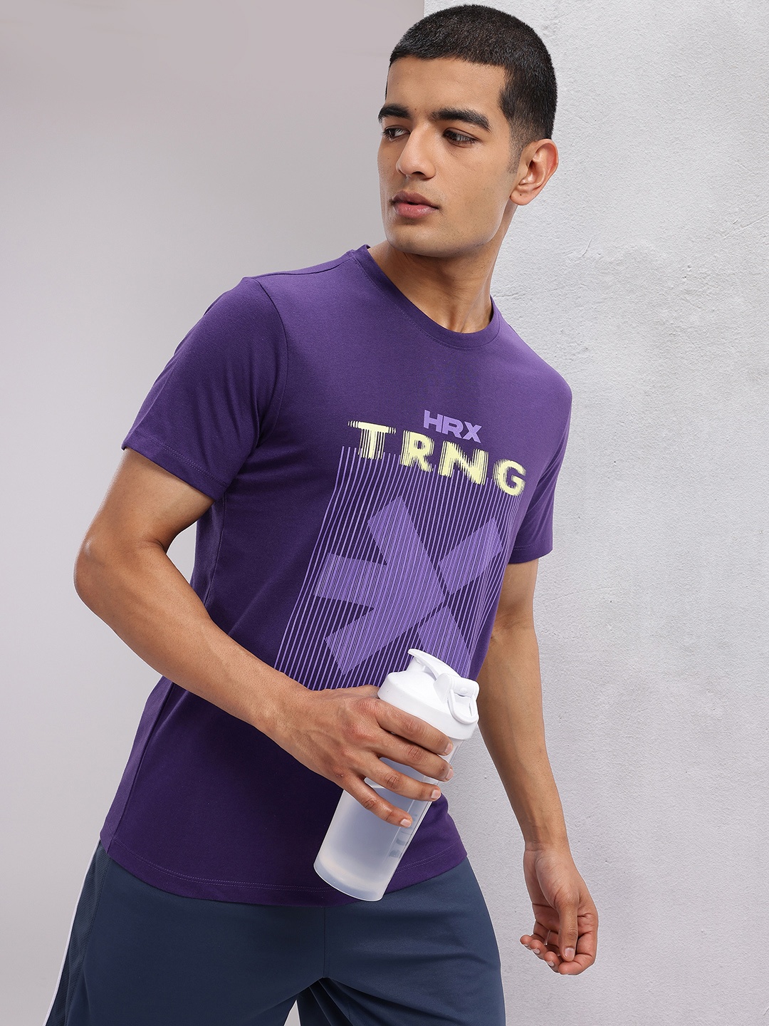 

HRX by Hrithik Roshan Brand Logo Print Training T-shirt, Purple
