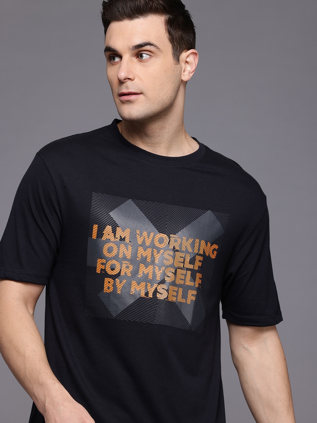 

HRX by Hrithik Roshan Men Brand Logo Printed T-shirt, Black